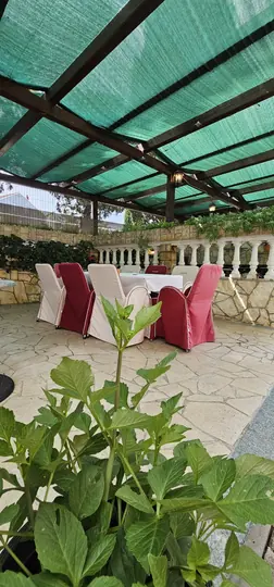Terasa s biljkama i sjedećom garniturom