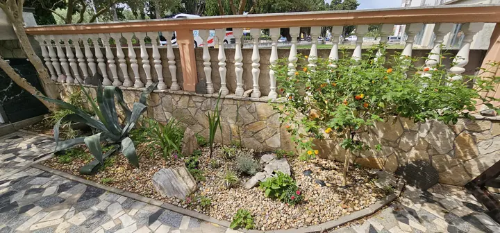 Uređen vrt i kameni zid uz apartmane